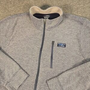 L.L.Bean Sweater Men 2XL Blue Comfort Stretch Pique Traditional Fit Full Zip EUC